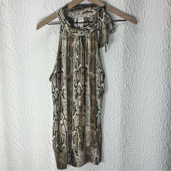 Heart Soul Snake Skin Print Neck Tie Halter Top - Picture 3 of 8